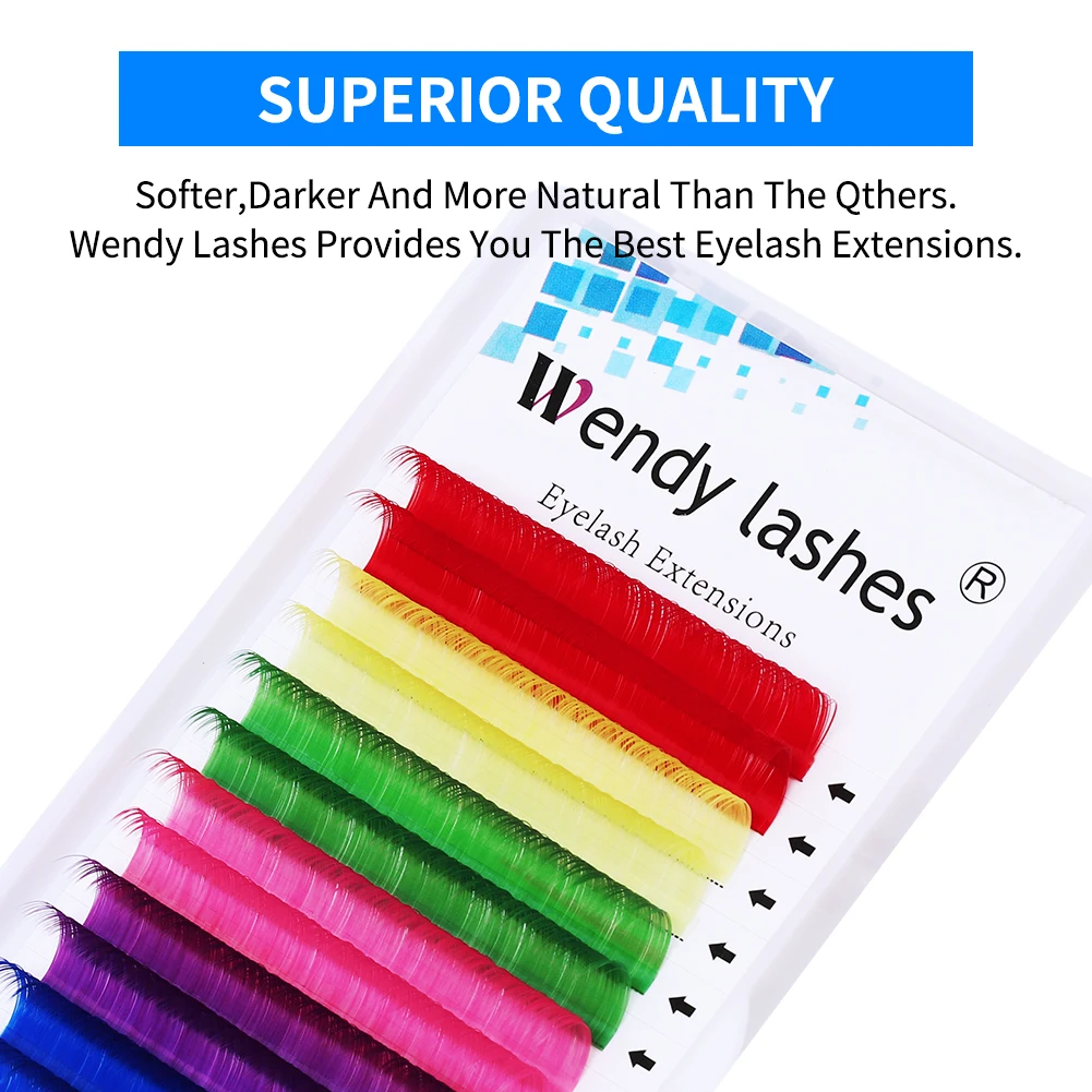 WENDY LASHES Mix Color Eyelashes Maquiagem Make up High Quality Soft Natural Synthetic Mink Rainbow Eyelash Cilios 8 Colors Mix