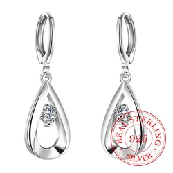 Korean 925 Sterling Silver Romantic Water-drop Crystal Vintage Long Dangle Earrings For Women 2020 Engagement Wedding Jewelry