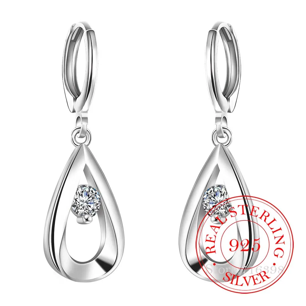 Koreański 925 Sterling Silver romantyczny kropla wody kryształ Vintage długie zwisające kolczyki Dangle dla kobiet 2020 biżuteria ślubna zaręczynowy