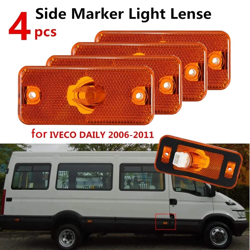 4Pcs Car Side Turn Signal Indicator Light for Iveco Daily 2006 2007 2008 2009 2010 2011