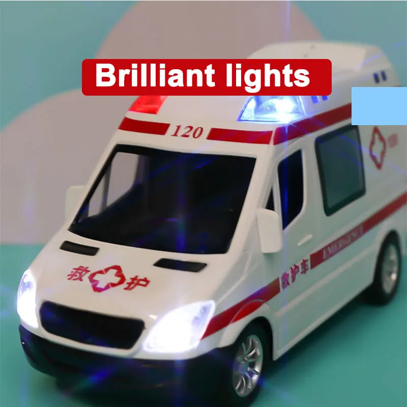 Medium Ambulance Car policecar Music light Car Boy Toy Collection Model Gift For Kids Ambulance Toy Car Rescue Car Model