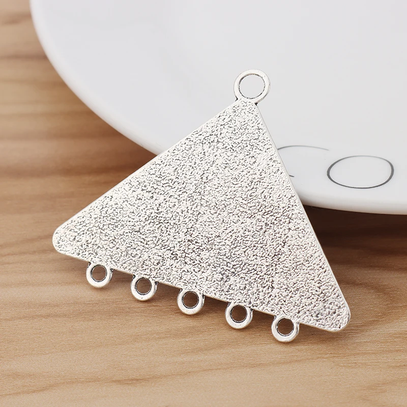 2 Pieces Tibetan Silver Boho Triangle Multi Strand Connectors Charms Pendants for Necklace Jewellery Making Findings Accessories