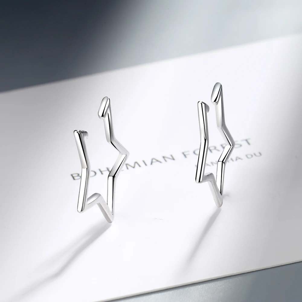 925 Sterling Silver Hollow Out Geometric Five-pointed Star Ear Cuff Clip Earring for Women Fine Jewelry Brincos Dropshipping