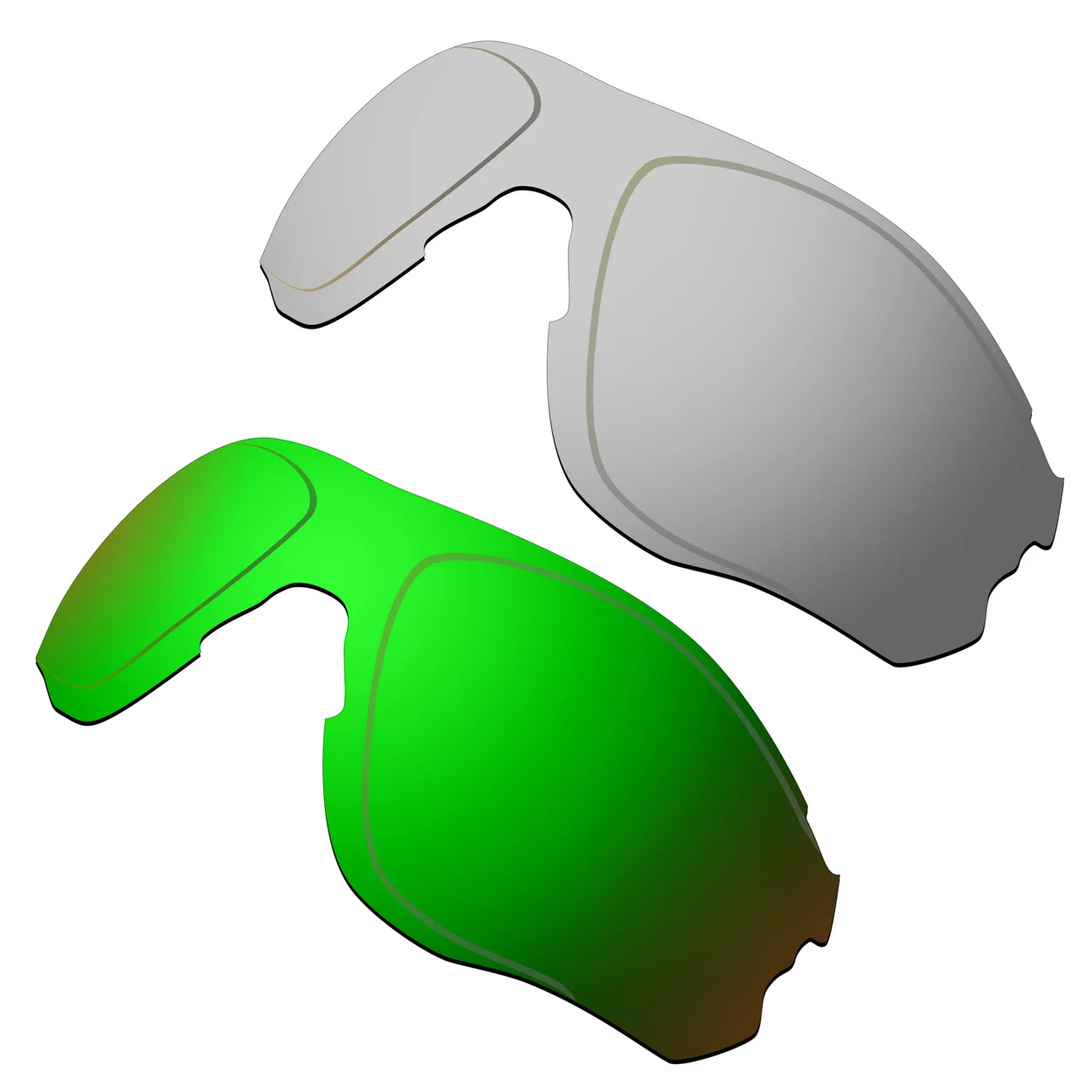 

HKUCO Polarized Replacement Lenses For EVZero Path Sunglasses Silver/Green 2 Pairs