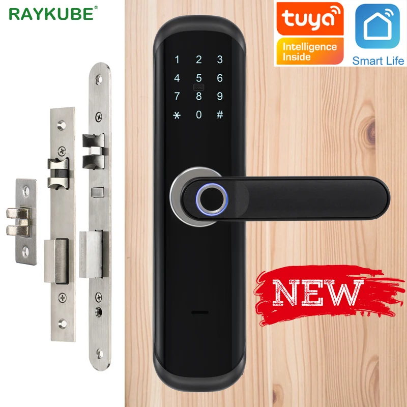 RAYKUBE Fingerprint Lock Wifi Tuya Smartlife APP IC Card Digital Code Electronic Door Lock Home Security Mortise Lock X3