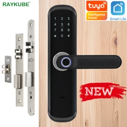 RAYKUBE Fingerprint Lock Wifi Tuya Smartlife APP IC Karte Digitale Code Elektronische Türschloss Home Security Einsteckschloss X3