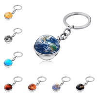Universe Galaxy Starry Sky Time Gem Double-sided Glass Ball Keychain Key Chain