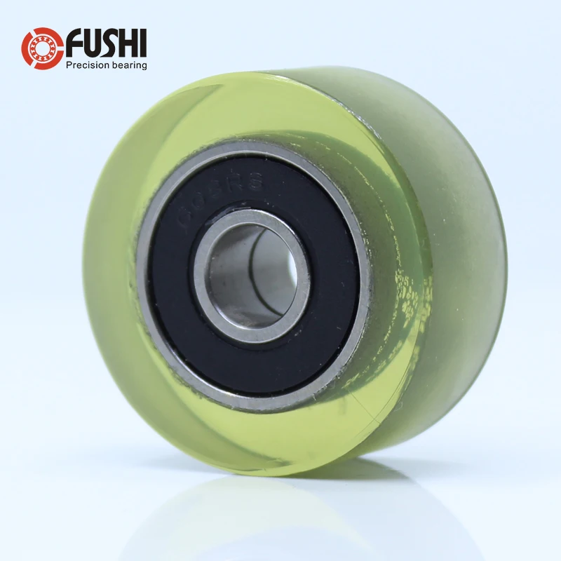 PU 608 bearing 8*32*14 mm Shaft 8mm PU Pulley Roller With Two Bearings low noise Polyurethane Guiding Wheel Pinch Roller