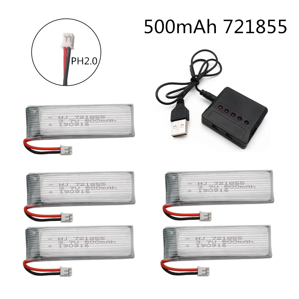 

5 шт. Limskey Lipo Батарея 1S 3,7 V 3,8 V 500 мА/ч, 30C 1S Перезаряжаемые батареи с PH2.0 штекер для внутреннего быстроходный беспилотный Радиоуправляемый летательный аппарат Игрушка