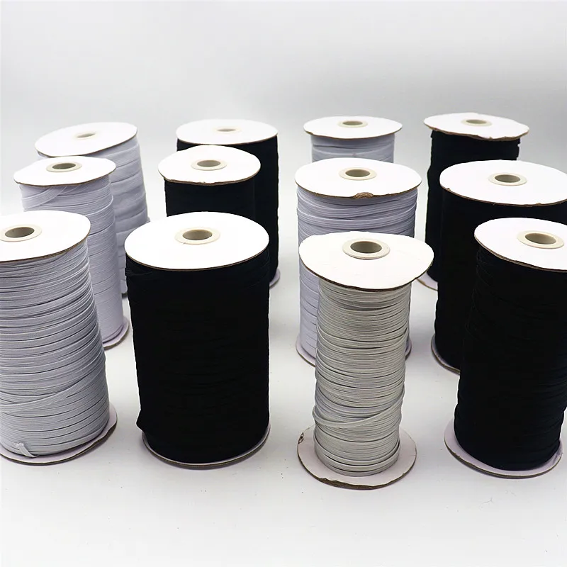 1 Roll 3/ 5/ 6 Mm Mask Elastic Band Ribbon 8/10/12mm Black White Elastic Cord Rubber Band Belt DIY Clothing Sewing Accessories