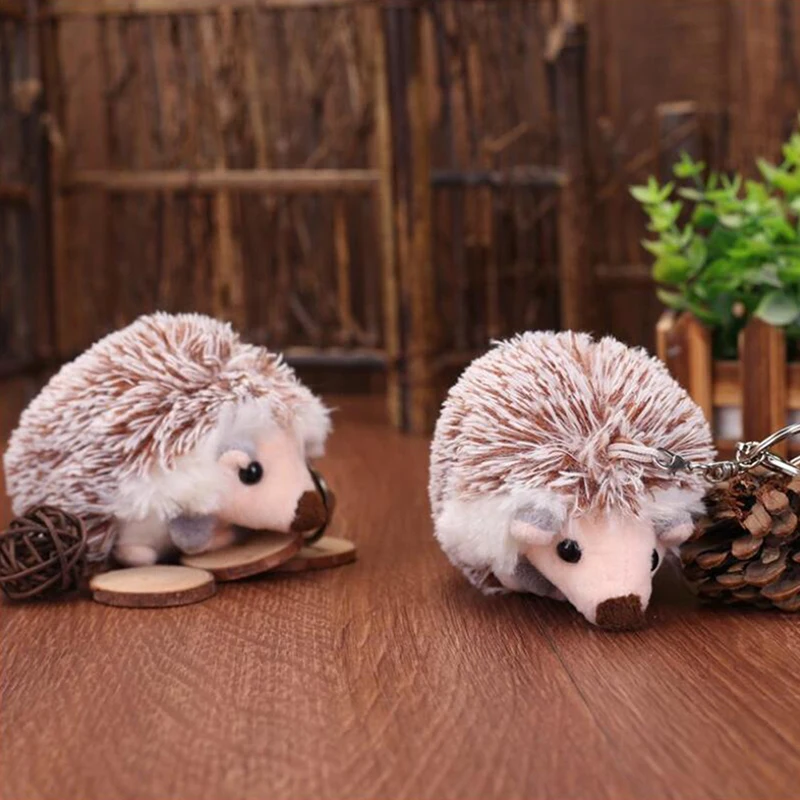 Llavero con pompón de peluche para teléfono móvil, bolsa con colgante de Animal de erizo, 10cm