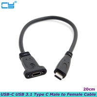 USB-C USB 3.1 Type C Male to Female Extension Data Cable With Panel Mount Screw Hole for Computer Mobile Phone Macbook 10Gbps