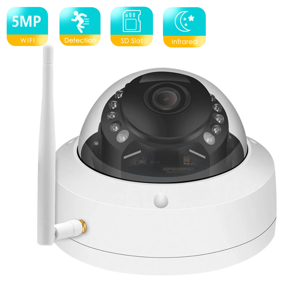 BESDER 5MP Metal Vandalproof Indoor IP Camera Full HD 2MP WiFi Security Support Email Photo Dome Camera 128G SD Card App ICSee