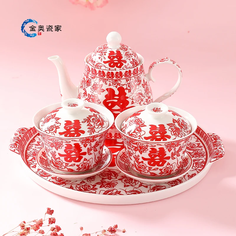 

Wedding Tea Cup, ceramic bowl, cup and chopsticks set