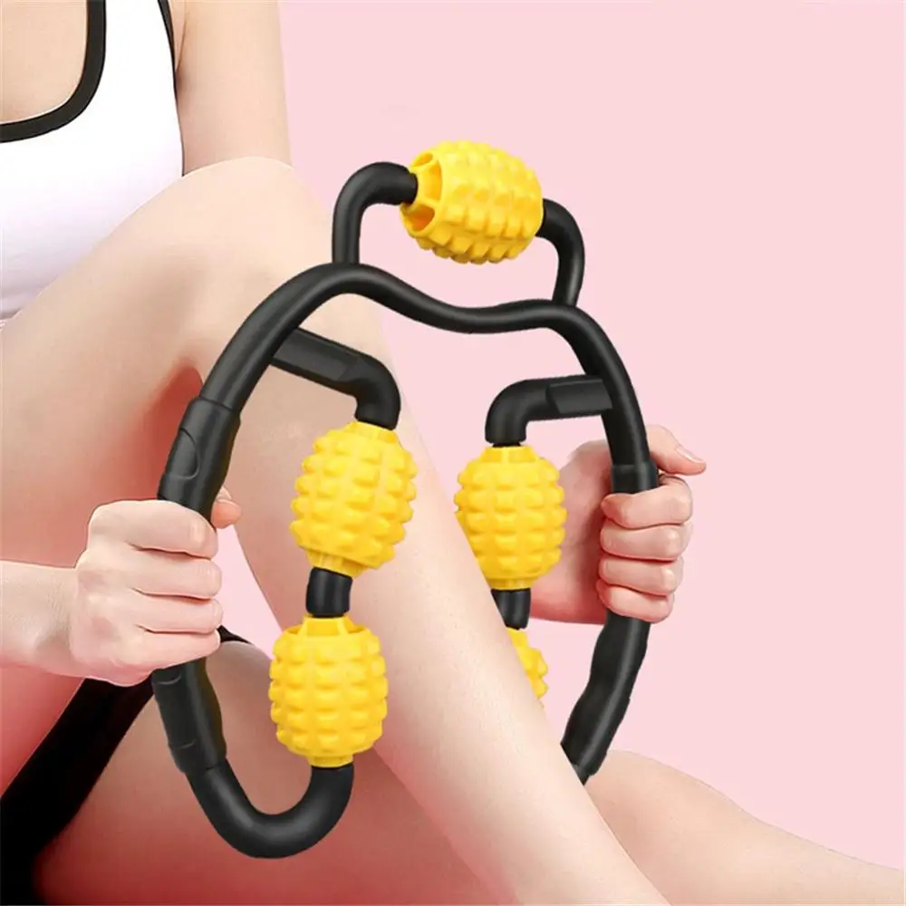 

Yoga Massage Roller, 5 Wheels U Shape Shaft, Trigger Point, Cellulite Loss Massager, for Arm Leg Neck Muscle Relaxation