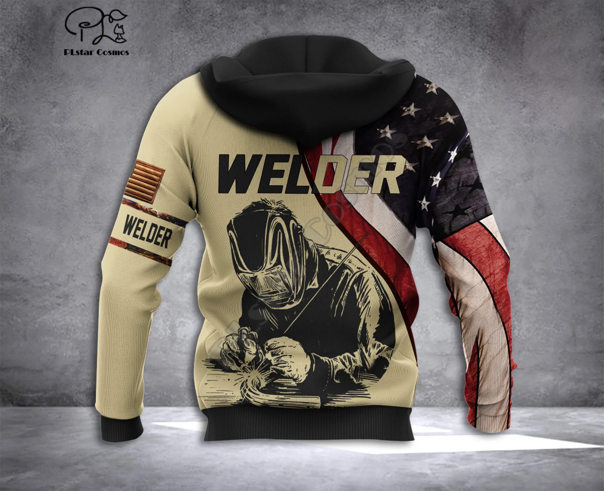 Sudadera con capucha para hombre y mujer, ropa de calle de manga larga con estampado de bandera de soldador, Jersey a la moda, disfraces de cosplay