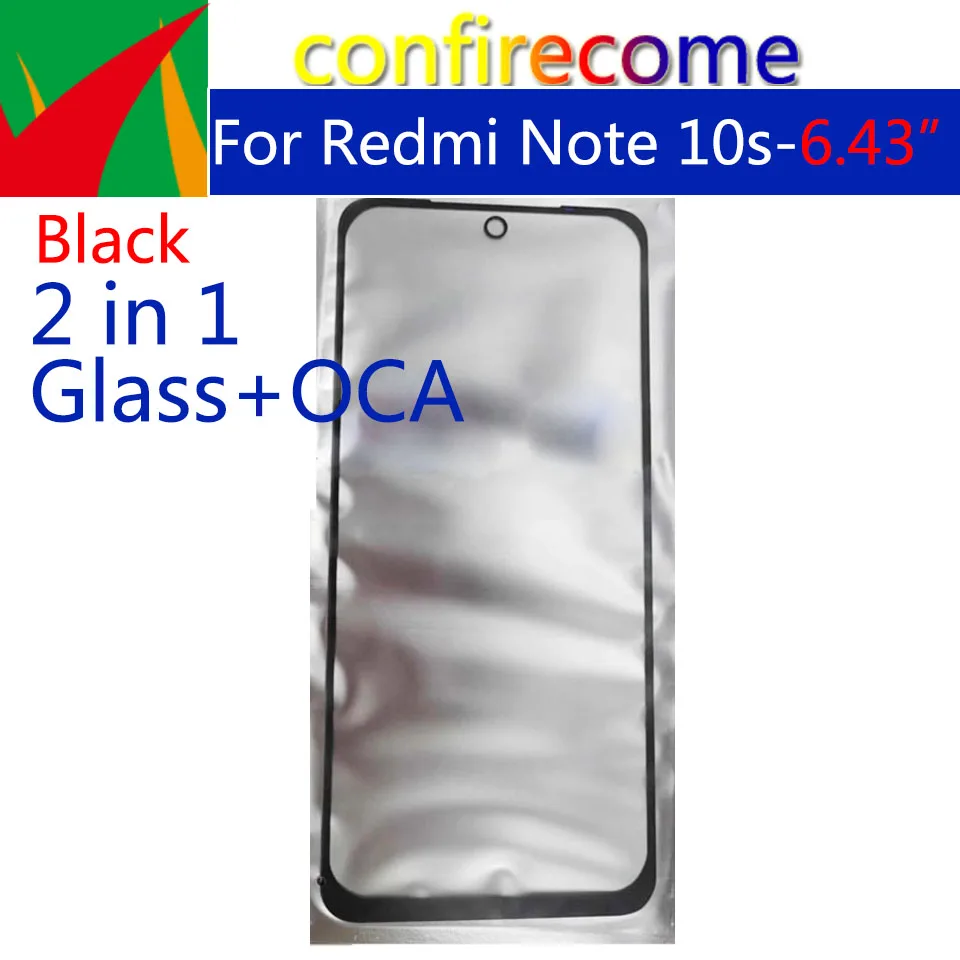 For Xiaomi Redmi Note 10S LCD Front Touch Screen Panel Glass Outer Lens With OCA Glue Replacement