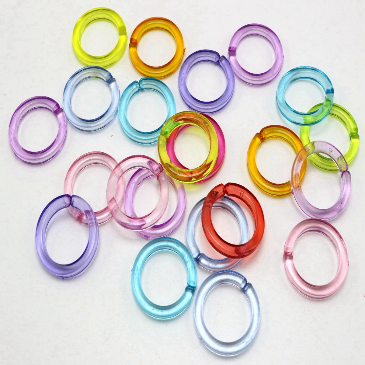 50 Mixed Transparent Color Acrylic Round Linking Rings Open Chain Beads 25mm Connector For Necklace Bracelet