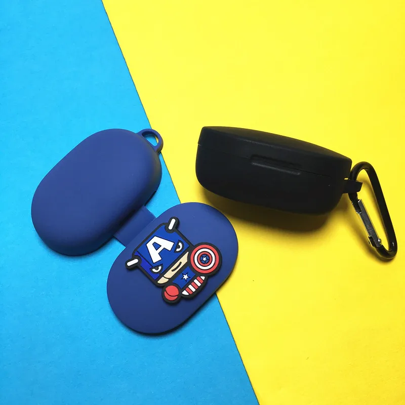 Marvel Tai Nghe Ốp Lưng Có Móc Treo Cho Xiaomi Redmi AirDots 1/2 Silicone Dẻo Không Dây Tai Nghe Bluetooth Chụp Tai Trường Hợp Vỏ