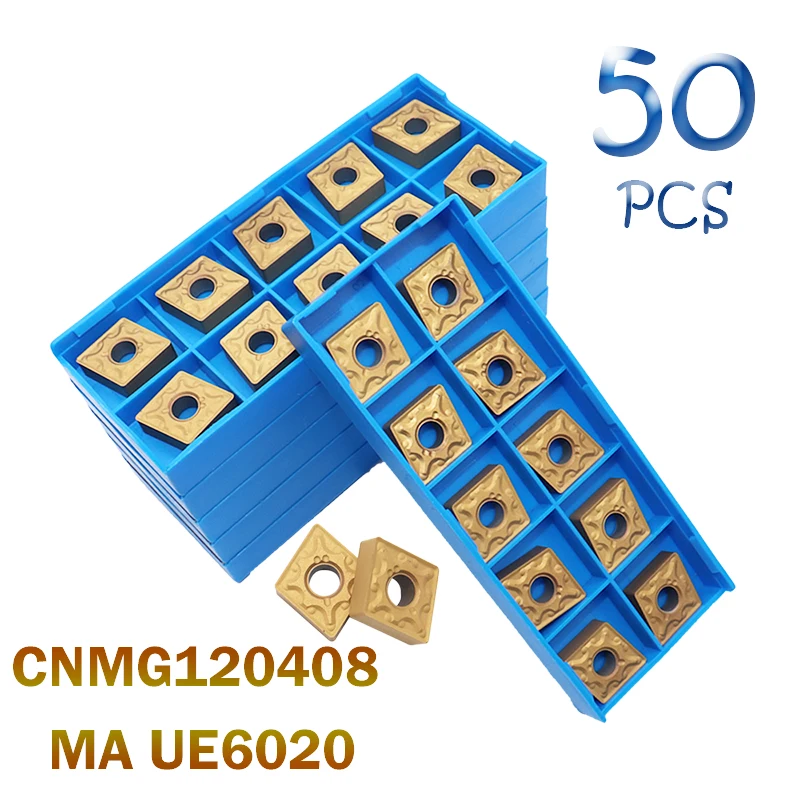 50PCS CNMG120408 MA UE6020 Carbide Inserts External Turning Tool CNMG 120408 Blade CNC Mechanical Lathe For Metal Cutting Tool