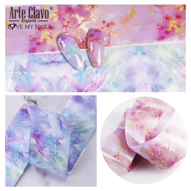 Arte Clavo Nail Decoration Foils Marble Series Flower Transfer Sticker Paper Wraps Nail Art Home Use DIY Tips Nail Accessories