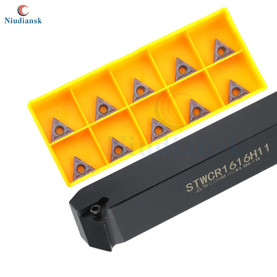 10pcs TCMT1102 Carbide Inserts +1pc STWCR1212H11 STWCR1616H11 External Tool Holder STWCR2020K11 STWCR2525M11 CNC Lathe Tools Set