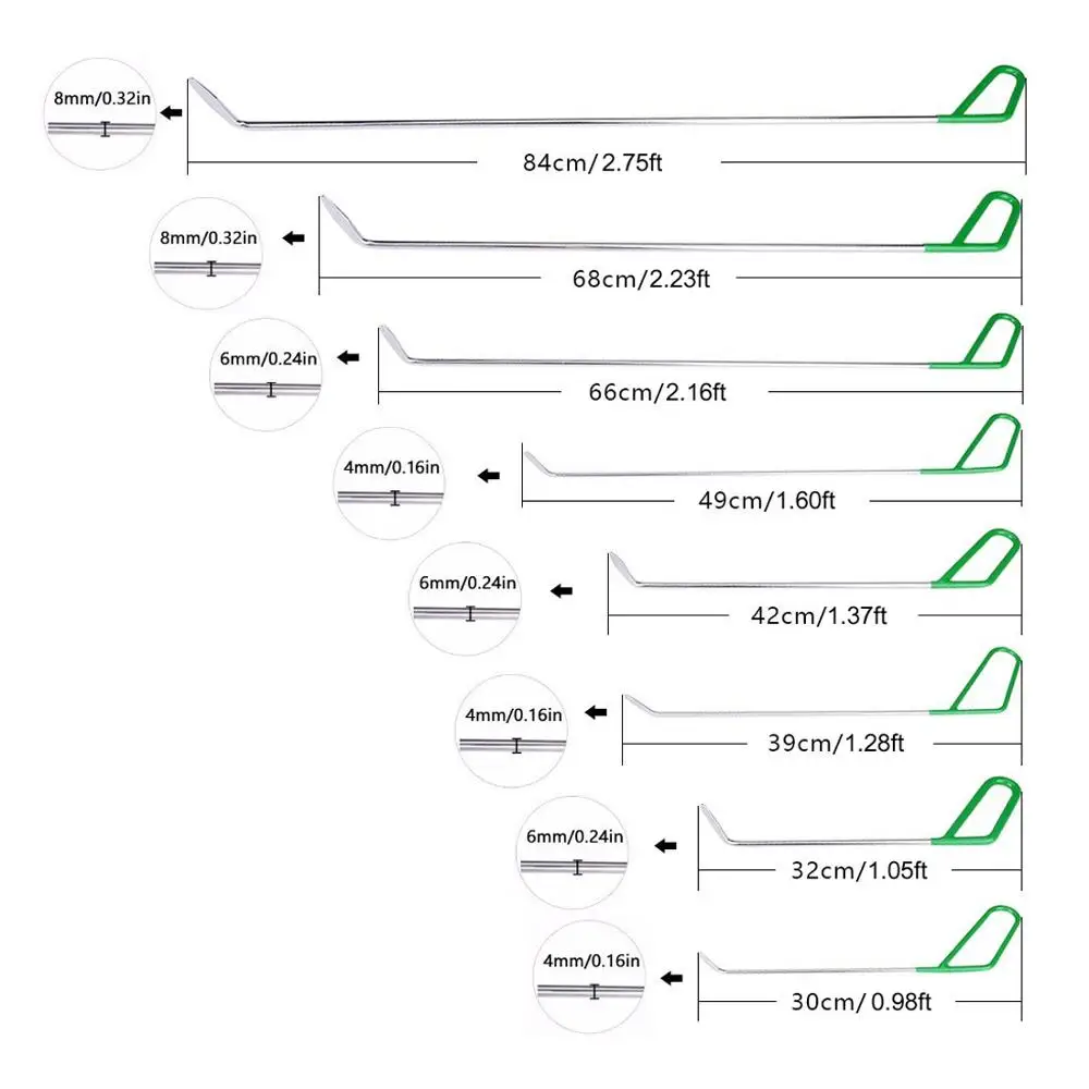 Super PDR Tools Hooks Rods Paintless Dent Removal Car Dent Repair Kits Crowbar Auto Body Dent Removal Tool with tool case