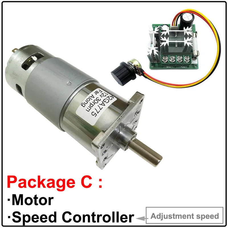 Electric Micro DC High Torque Geared Motor Slow Speed 10-600RPM DC 12 Volt 24V Motors Reversed Adjustable Speed For Toy Printer