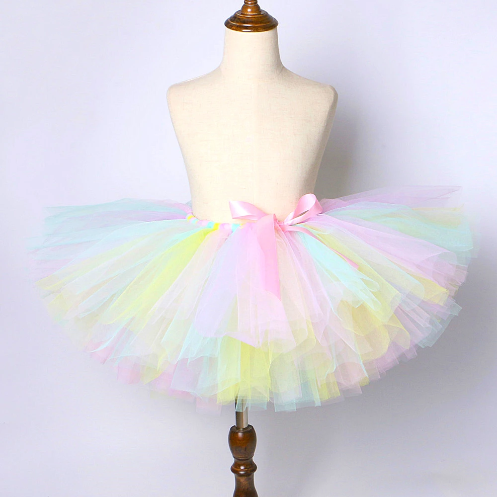 Pastel Unicorn Tutu Skirt for Baby Girls Dance Tutus Kids Tulle Skirts for Birthday New Year Costume Toddler Outfits 3M-14 Years