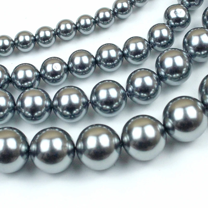 Gray Beads 4-12mm Plated Color Shell Pearl Natural Pearls Handmade DIY Jewelry Accessories Loose Beads Necklace Bracelet