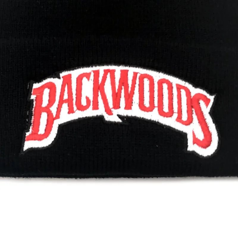 100% Cotton BACKWOOD embroidery knitted beanies for Autumn Winter flexible soft warm ski cap unisex