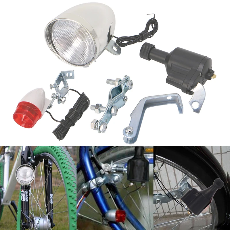 2023 New Motorized Bike Bicycle Friction Dynamo Generator Head Tail Light Acessories