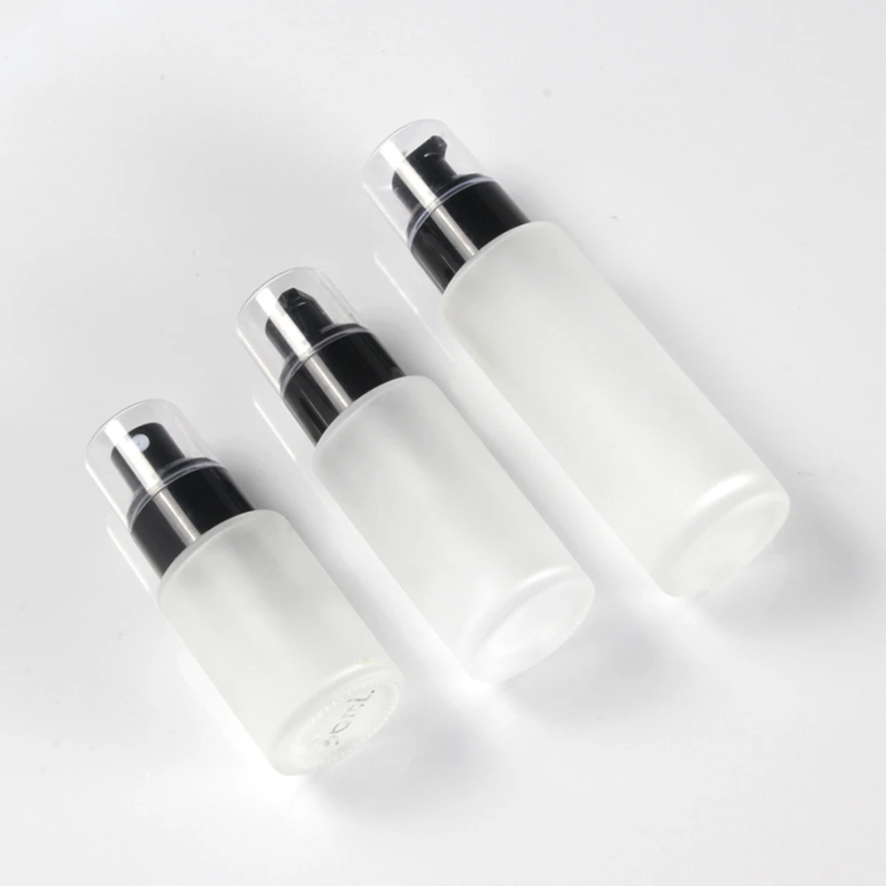 

2oz Clear Frosted Glass Pump Bottle with Lotion/Spray Pump 60ml