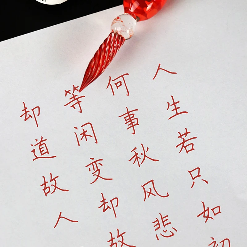 Glass Calligraphy Pen Crystal Glass Dip Ink Pen Set Non-Carbon Ink Signature Pens Writing Tools GK99