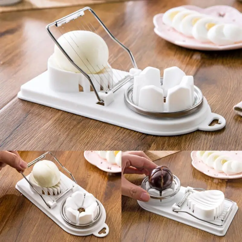 

Creative 2 in 1 Multifunction Kitchen Egg Slicer Section Cutter Mold Flower Edges Gadgets LX8021