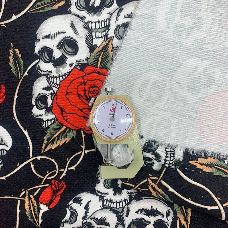 New Black Woven Skull 100% Cotton Fabric Canvas Rose Skull Printed Cotton Fabric Sewing Patchwork DIY Bag Clothing Tablecloth