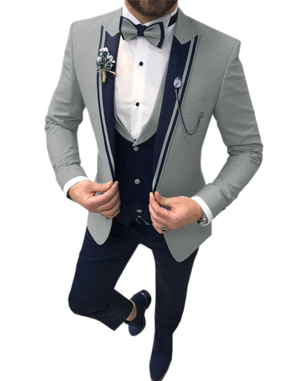 

SOLOVEDRESS 2021 Men's Three-piece Suit Slim Lapel Single Button Party Dress Customization (Blazer + Vest +Pants)