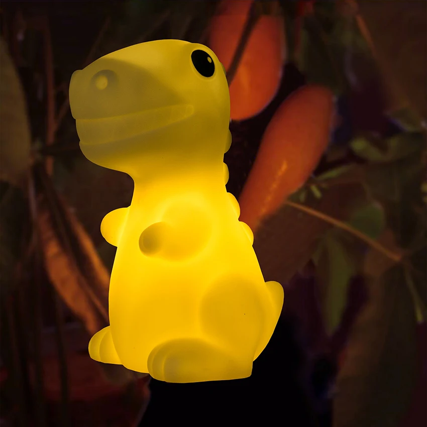 Dinosaurier Nachtlicht für Kinder, LED Kinderzimmer Lampe niedlichen Baby Nachtlicht Dinosaurier Geschenke für Jungen Mädchen, gelb, weiß, blau, rosa