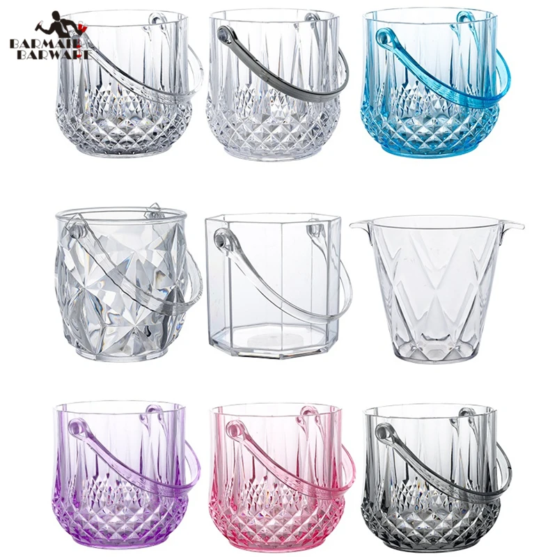 1.2L Arcylic Ice Bucket Wine Champagne Gorgeous Diamond Ice Bucket With Ice Tong Bar Tool