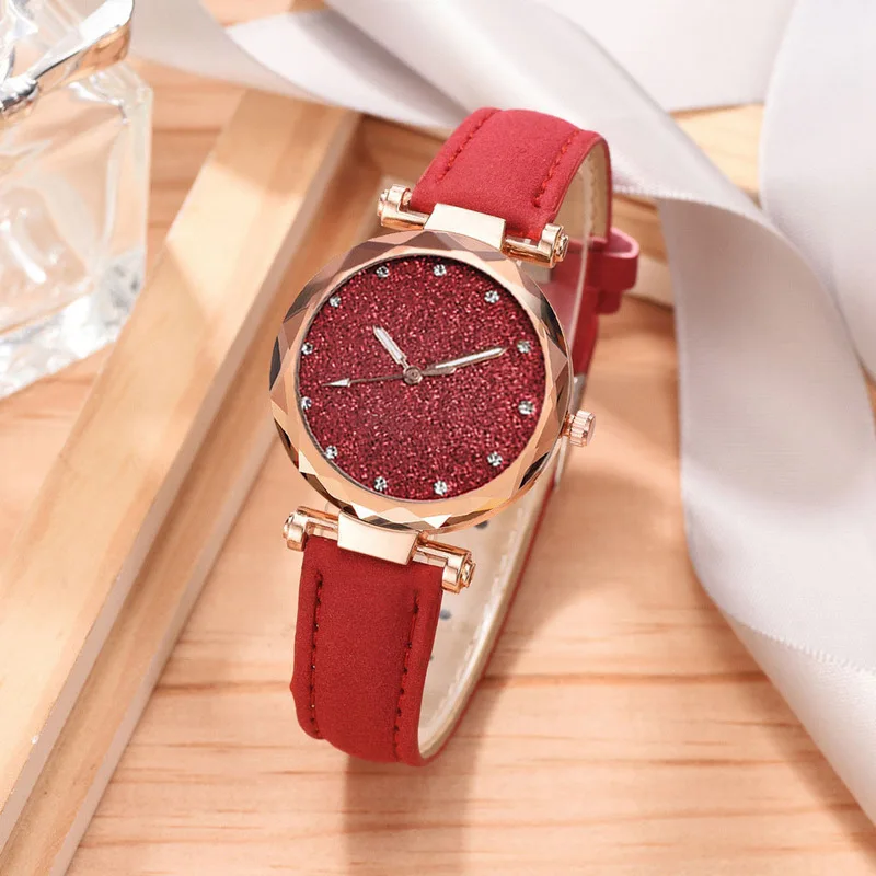 Starry Sky Women Watch Romantic Rhinestone Quartz Ladies Watches Simple Leather WristwatchFemale Clock 2021 Hot Sale