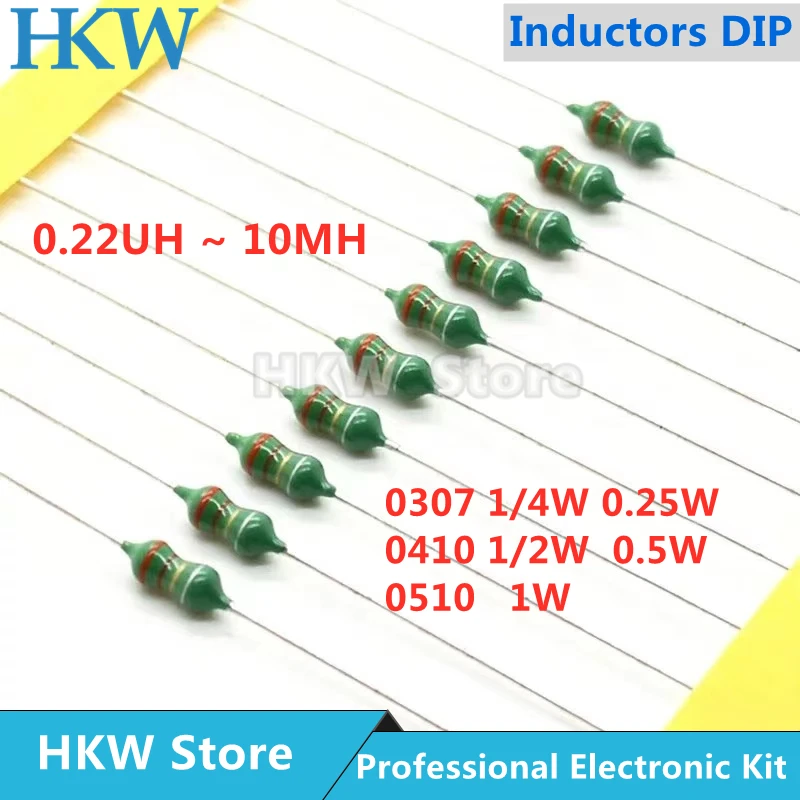50 sztuk 0307 1/4W 0410 1/2W 0510 1W Kolorowe cewki pierścieniowe DIP Indukcyjność 0,22uH 10mH 2,2UH 4,7UH 10 22 33UH 47 68 100 220 330 uH mH