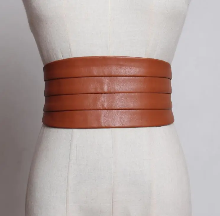 Women\'s runway fashion pu leather elastic Cummerbunds female Dress coat Corsets Waistband Belts decoration wide belt R1775