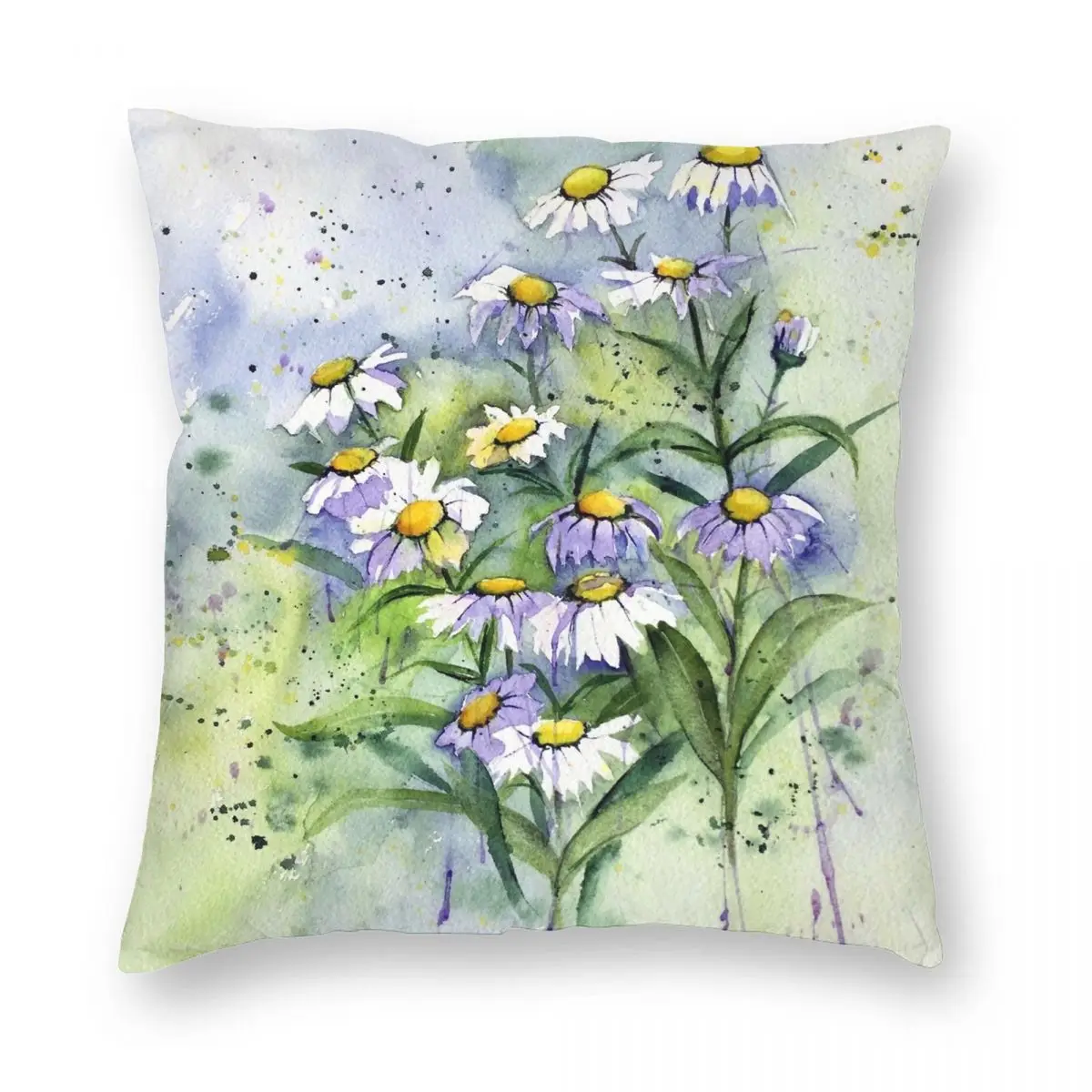 

Delightful Daisies Square Pillowcase Polyester Linen Velvet Pattern Zip Decor Throw Pillow Case Bed Cushion Cover