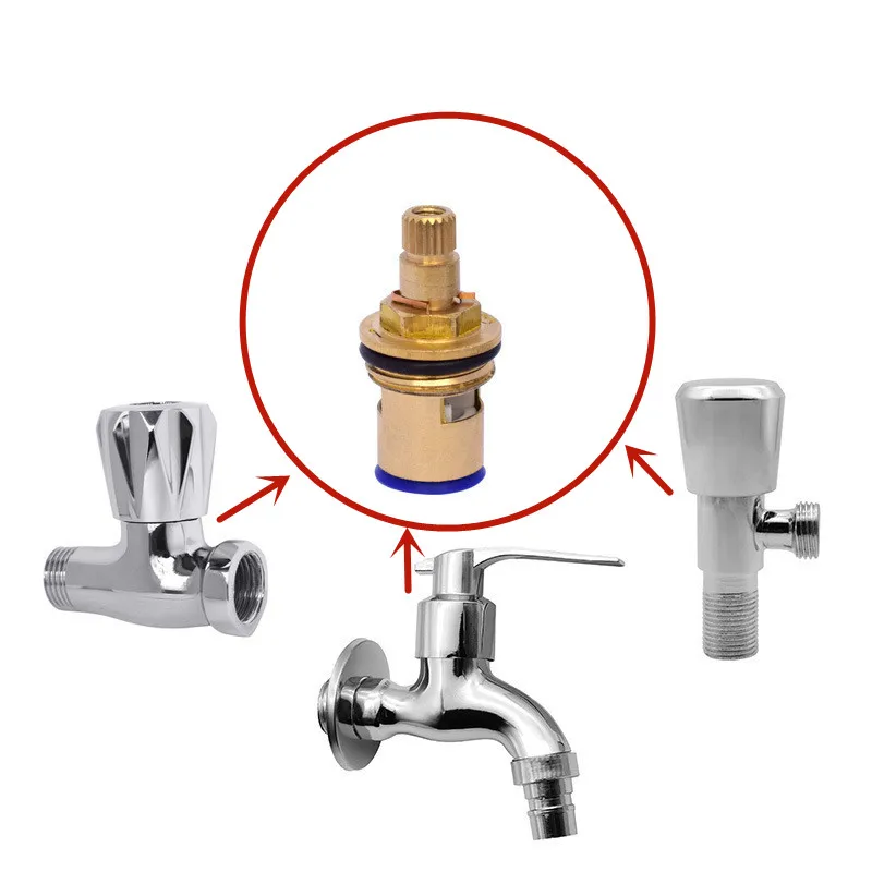 2pcs Faucet Replacement Spool Brass Ceramic Tap copper spool Home Kitchen Basin Bathroom Hot Cold Switch Open Tap Accessories