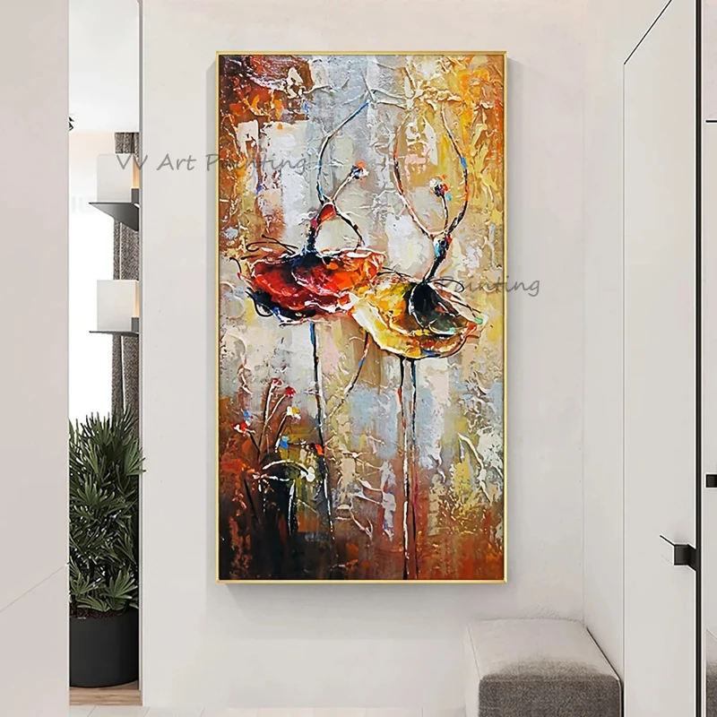 New Design Dancing Girl Oil Painting Handmade Canvas Ballet Woman Oil Paintings Canvas Picture Knife Vertical Palette Painting