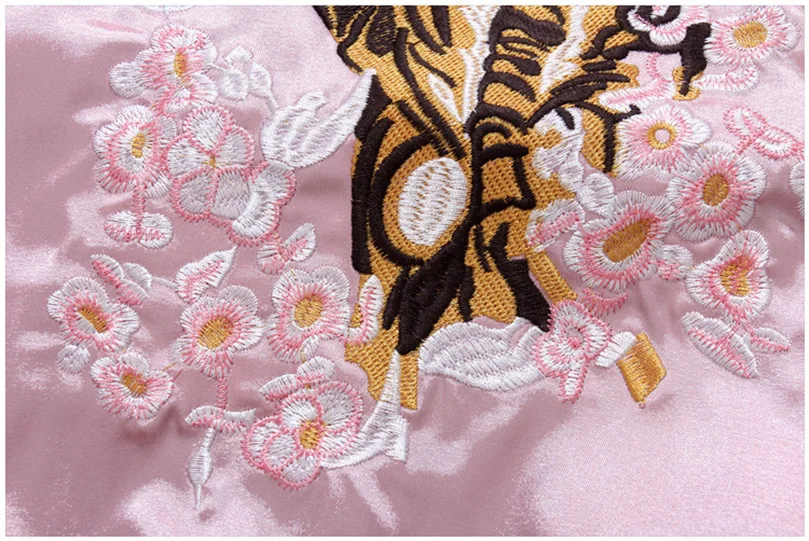 Double Sided Satin Baseball Jacket Women Sukajan Jacket Female Girls Embroidery Coat 2026 Spring Autumn Pink Z1A1