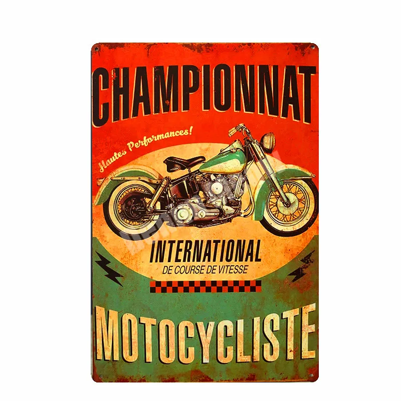 Free Shipping Championship Vintage Home Decor Metal Plates Cafe Bar Motorcycle Decorative Signs Garage Rules Wall Stickers MN92