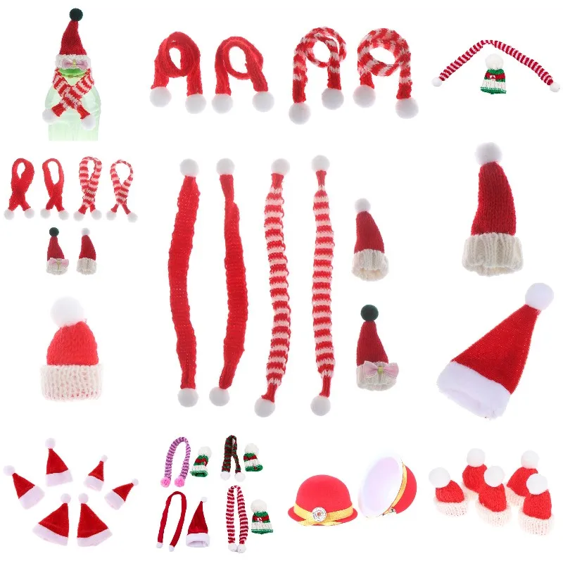 Christmas Santa Claus Hat Scarf Mini Christmas Hat for Children Xmas Gift Decoration 1/12 Scale Dolls Accessories Headwear Toy