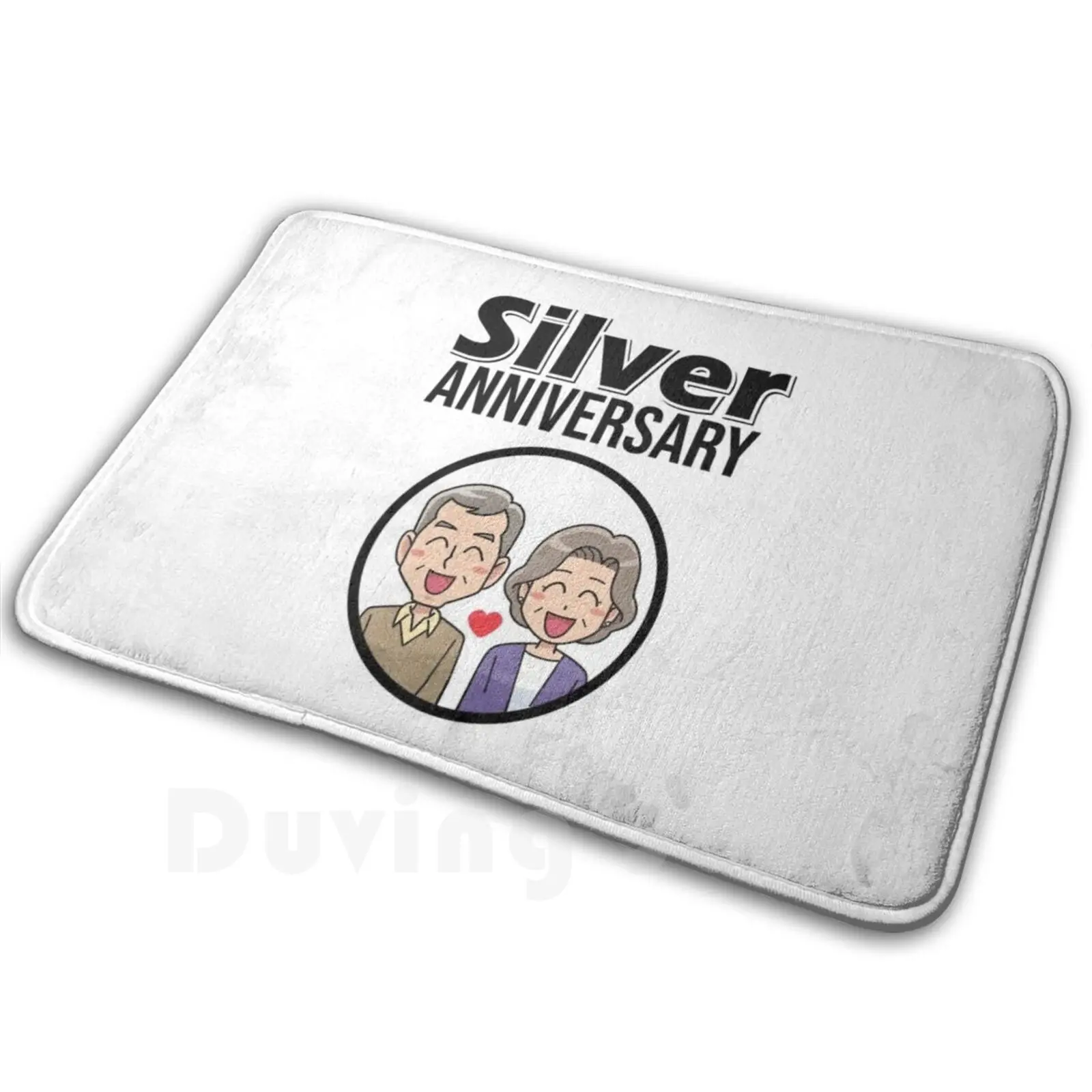 Silver Anniversary Mat Rug Carpet Anti-Slip Floor Mats Bedroom Silver Anniversary Silver Wedding Anniversary 25th Wedding