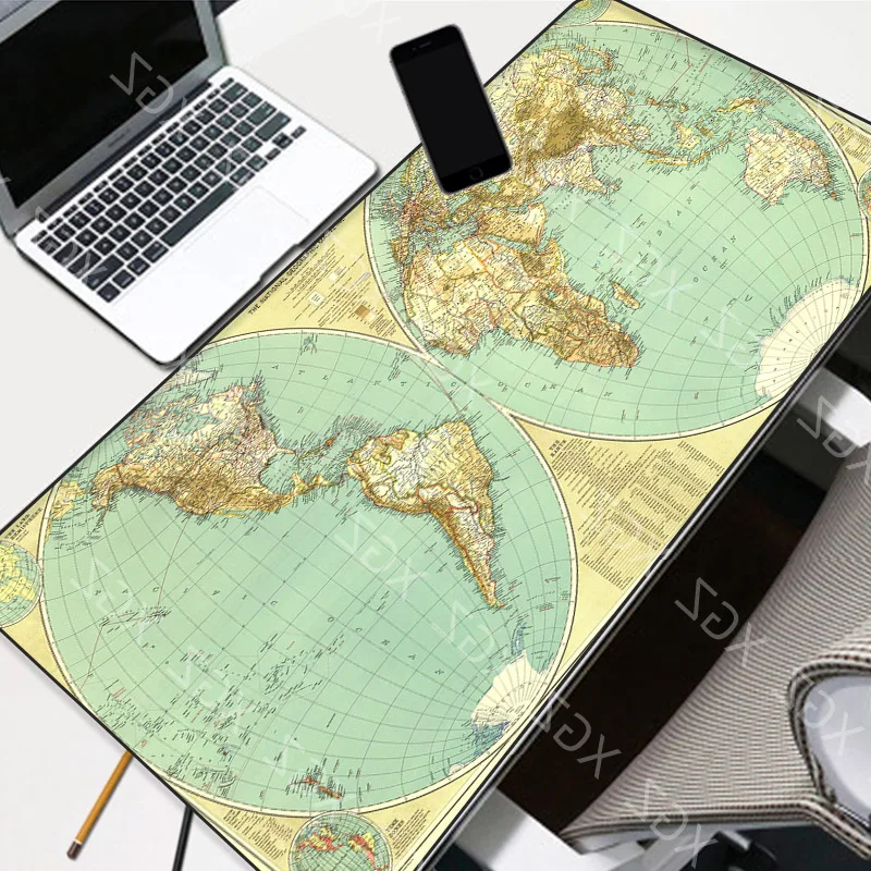 XGZ Large World Map Lock Edge Large Natural Rubber Mouse Pad XL Waterproof Game Desk Mousepad Grande Keyboard Mat Desk Protector